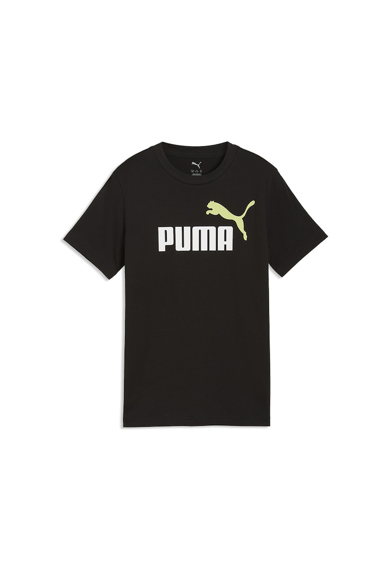 Tricou de bumbac cu imprimeu logo - Alb/Maro inchis/Verde fistic