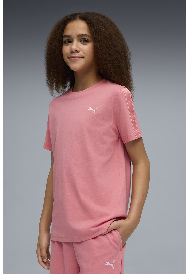 Tricou din bumbac cu logo - Roz somon