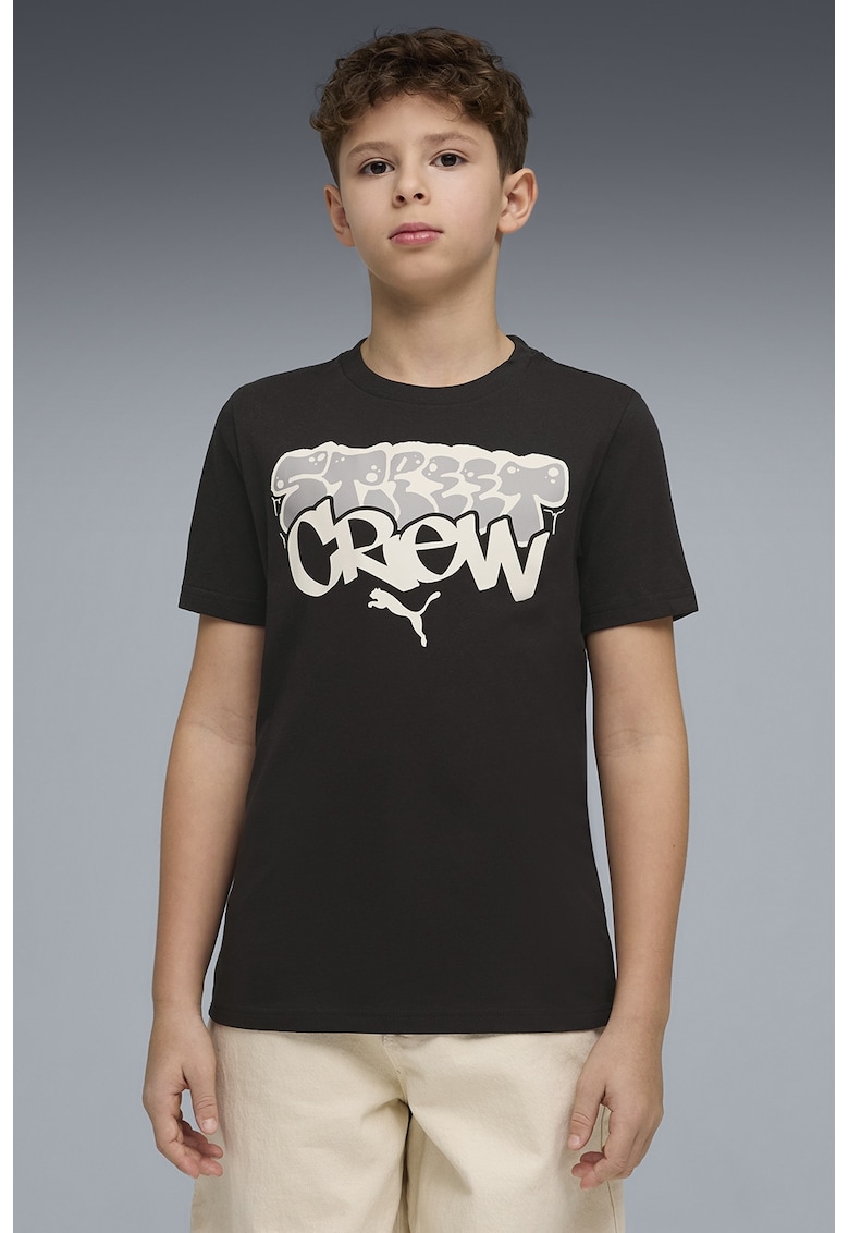 Tricou din bumbac cu imprimeu grafic - Maro inchis/Gri deschis/Alb murdar