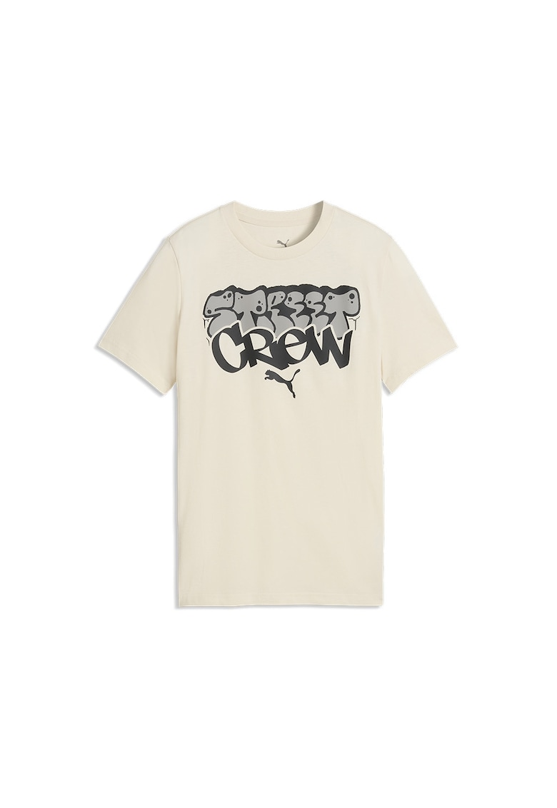 Tricou din bumbac cu imprimeu grafic - Negru/Gri deschis/Bej deschis
