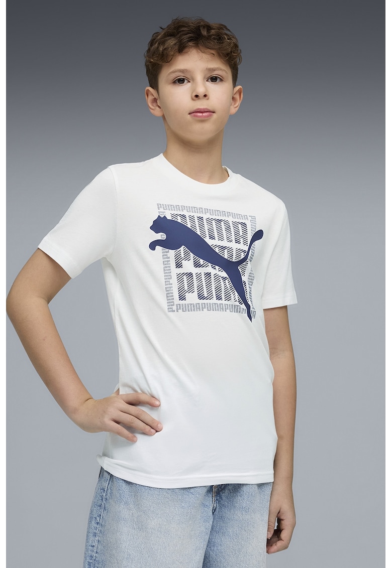 Tricou cu imprimeu pe partea din fata - Alb/Bleumarin