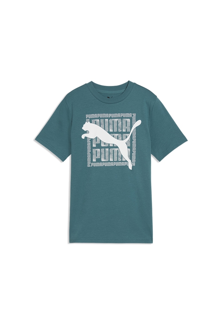 Tricou cu imprimeu pe partea din fata - Alb/Albastru petrol