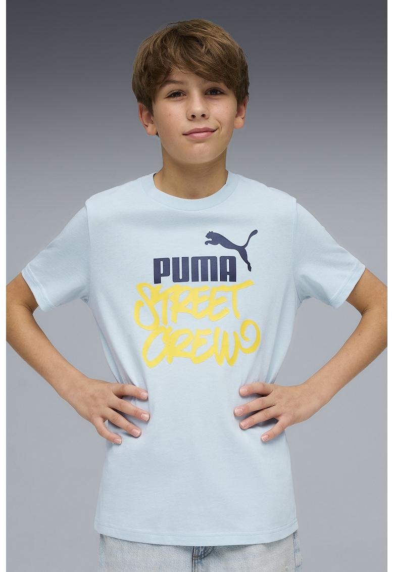Tricou cu logo si imprimeu graffiti - Galben sofran/Albastru glaciar/Bleumarin