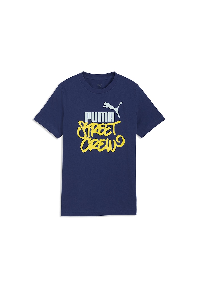 Tricou cu logo si imprimeu graffiti - Albastru pastel/Galben sofran/Bleumarin