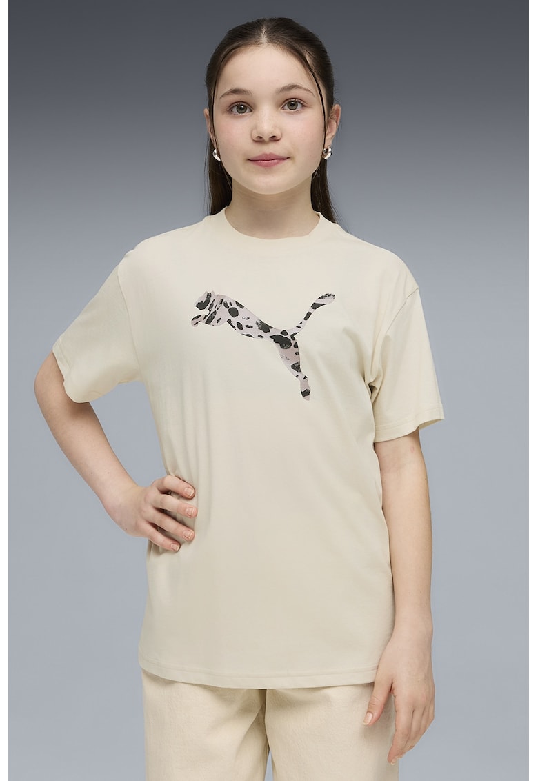 Tricou lejer cu imprimeu logo - Negru/Alb murdar/Roz pal