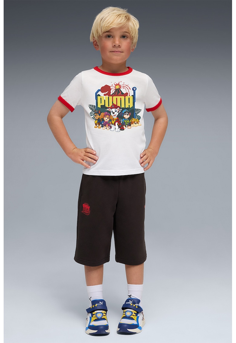Tricou cu decolteu la baza gatului si imprimeu desene animate - Rosu/Alb/Albastru inchis