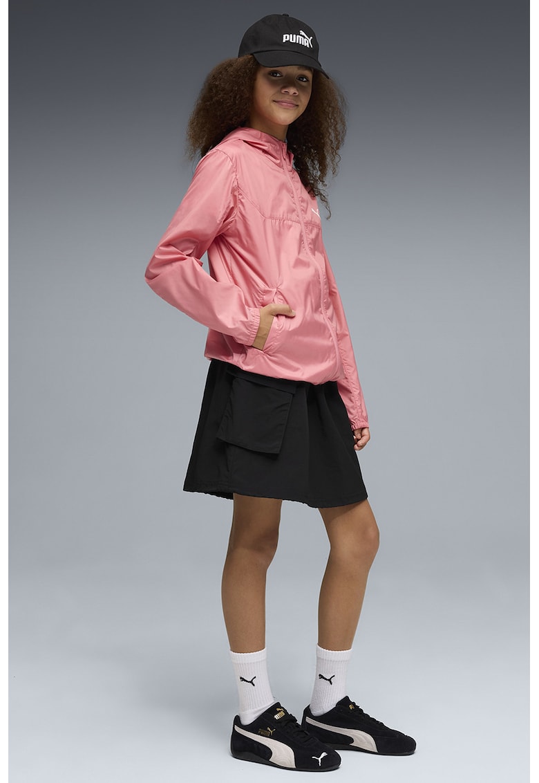 Jacheta cu gluga si fermoar Essentials - Roz deschis