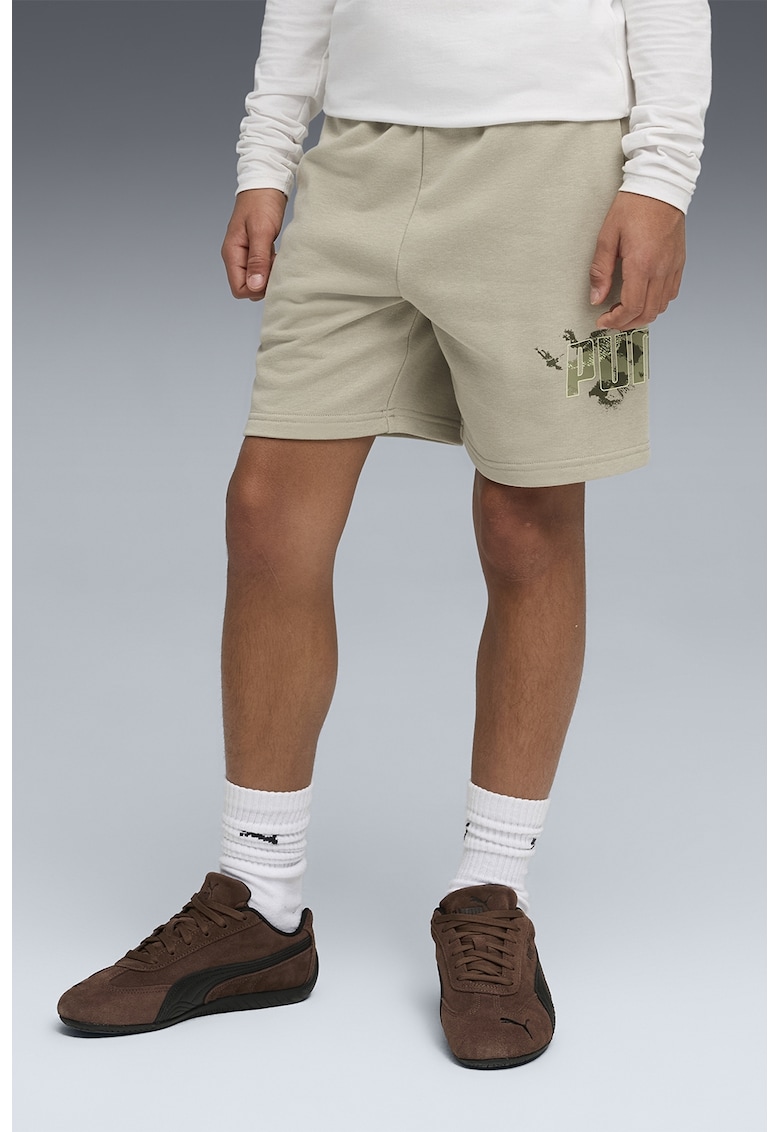 Bermude sport cu talie elastica Essentials - Kaki - Maro nisip -