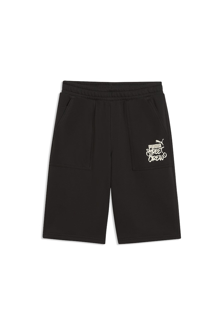 Pantaloni scurti de trening din amestec de bumbac cu logo - Alb/Maro inchis