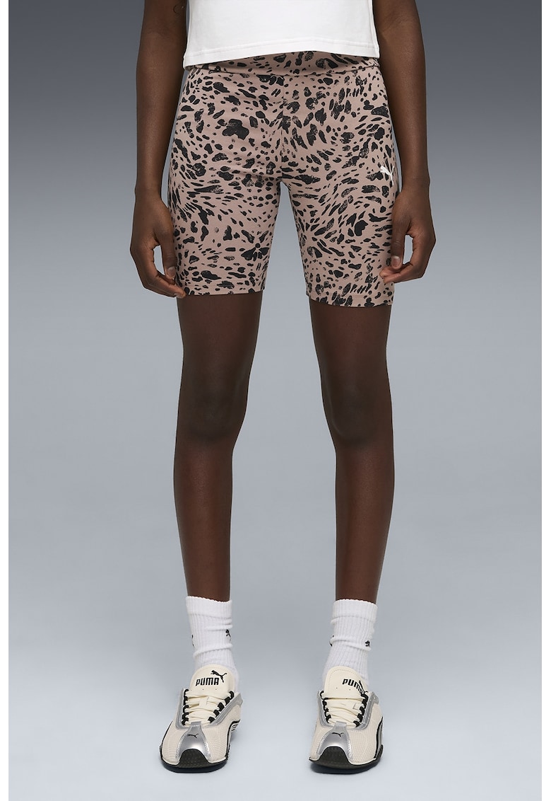 Colanti scurti cu animal print - Negru/Alb optic/Roz prafuit