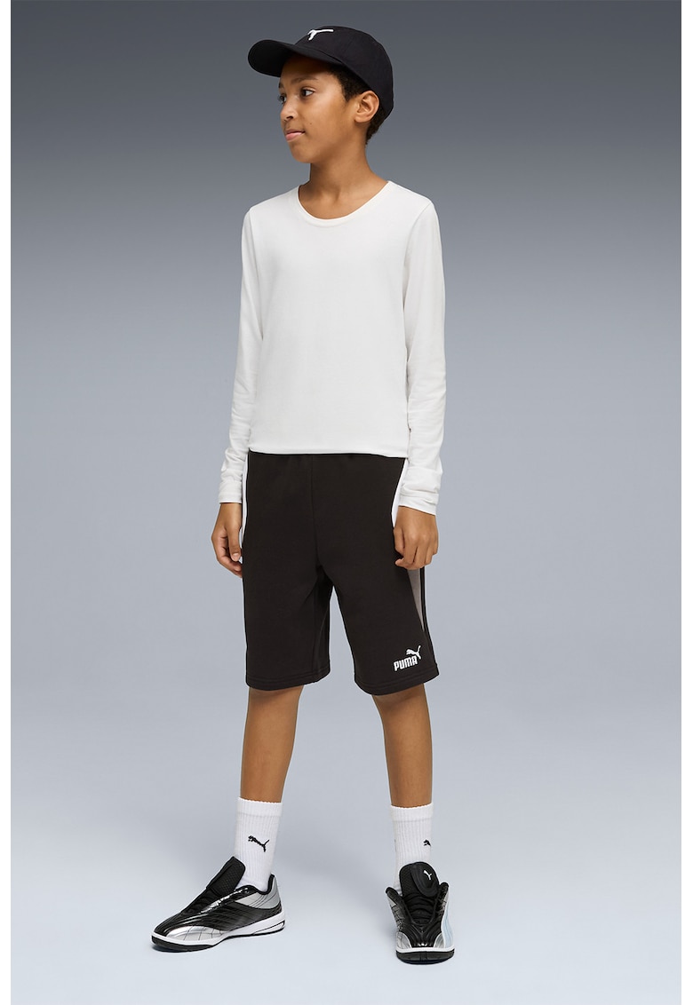 Pantaloni scurti de trening din amestec de bumbac cu logo - Alb/Negru/Gri inchis