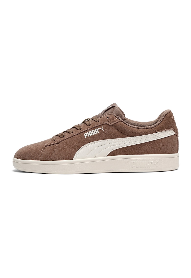 Pantofi sport Smash 3.0 de piele intoarsa cu insertii de piele - Alb fildes/Maro pamantiu