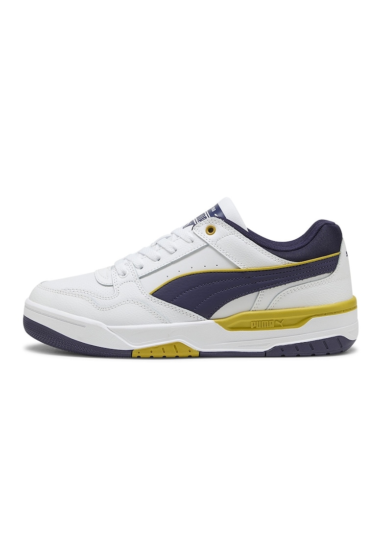 Pantofi sport Rebound de piele si piele ecologica - Alb/Galben antichizat/Albastru indigo