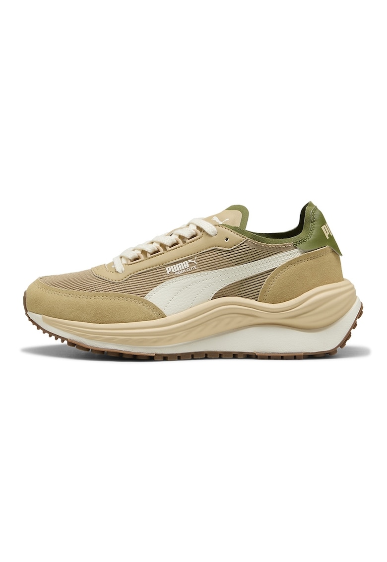 Pantofi sport Rider Elite cu piele ecologica - Maro camel/Verde stins