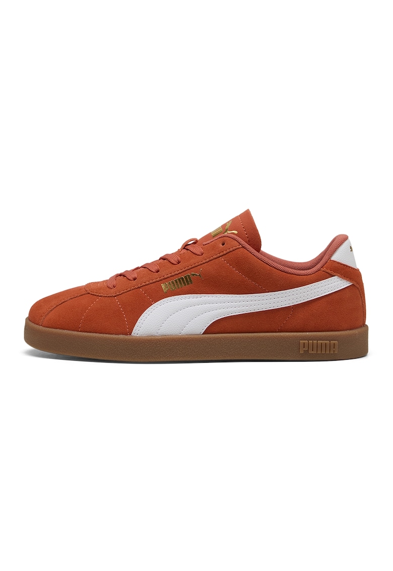 Pantofi sport Club II Intense unisex de piele intoarsa - Alb/Portocaliu mandarina