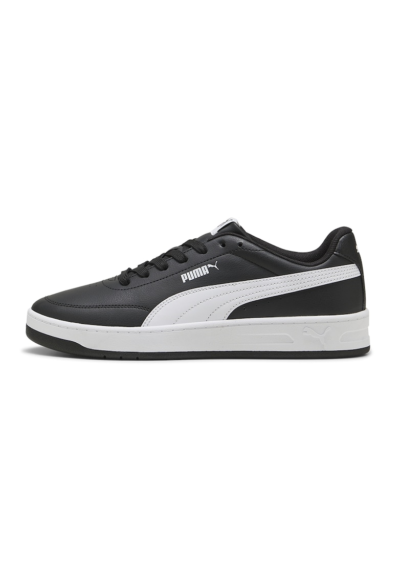 Pantofi sport Court Classic Clean de piele ecologica cu brant cu amortizare - Alb/Negru stins