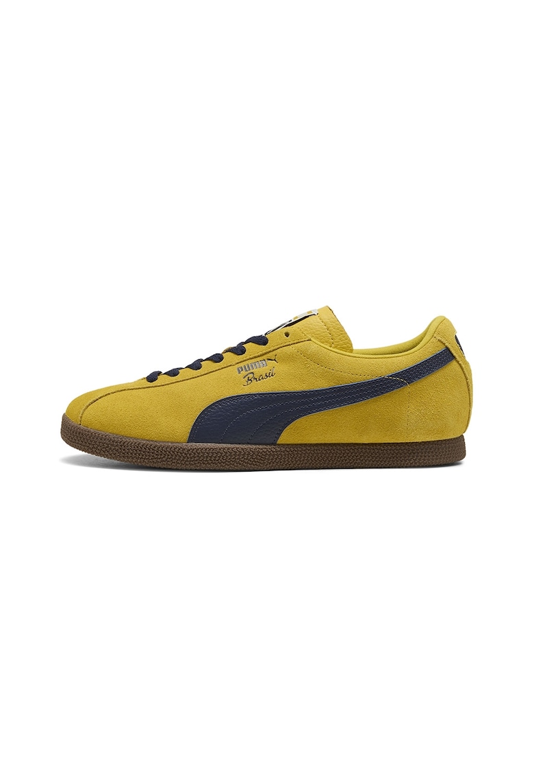 Pantofi sport Brasil din piele intoarsa si piele - Albastru ultramarin/Galben sofran
