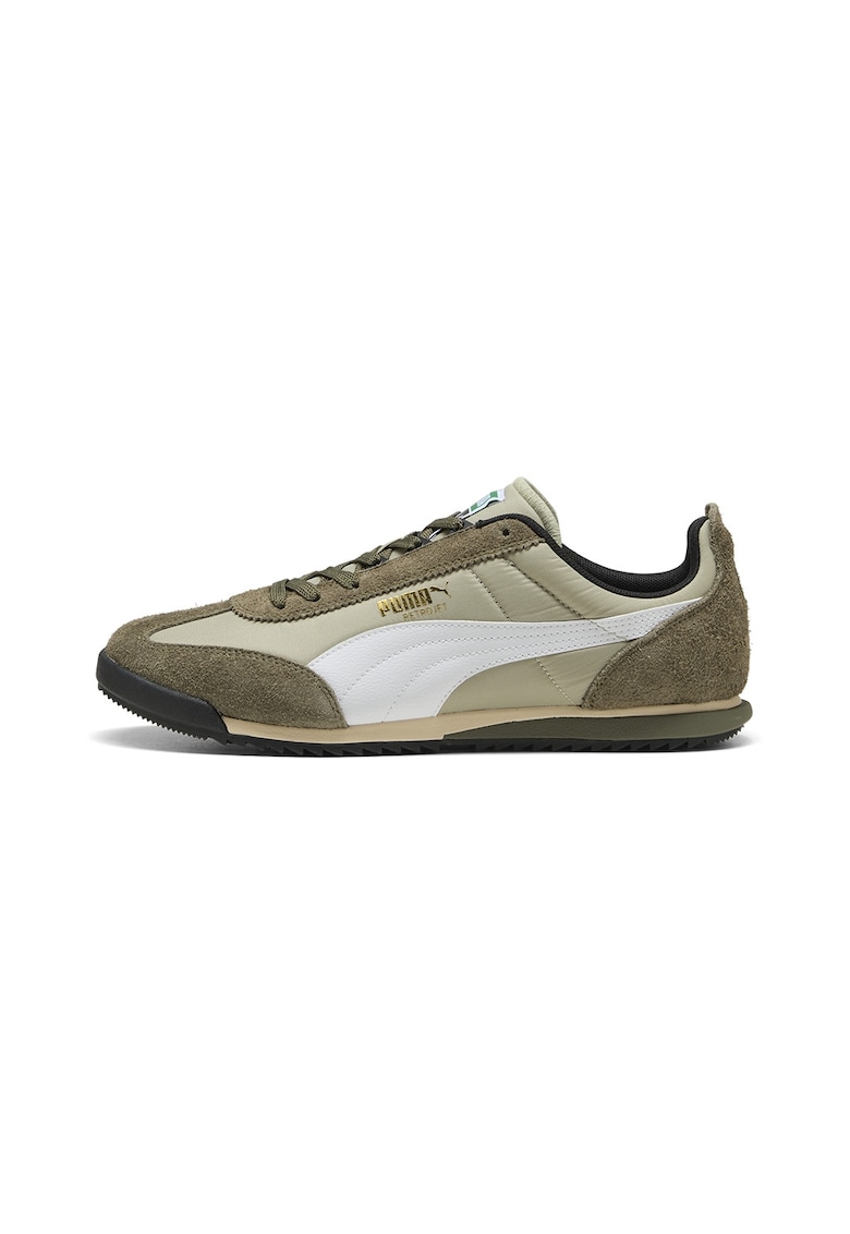 Pantofi sport RetroJet cu segmente de piele intoarsa - Alb/Verde pal/Kaki inchis