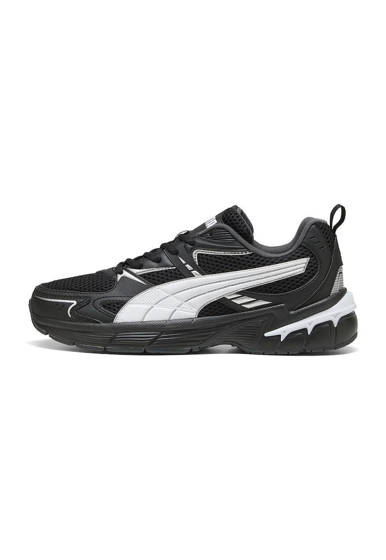 Pantofi sport Milenio Tech 2000 de plasa si piele ecologica - Negru/Alb optic