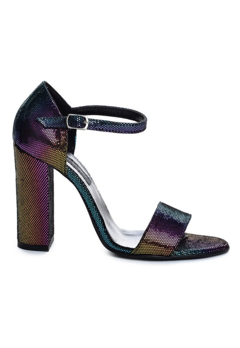 Sandale piele toc gros Simple Disco