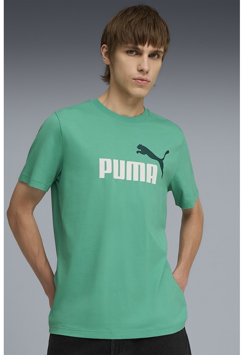 Tricou cu decolteu la baza gatului si imprimeu logo Essentials 2 - Alb/Verde irlandez