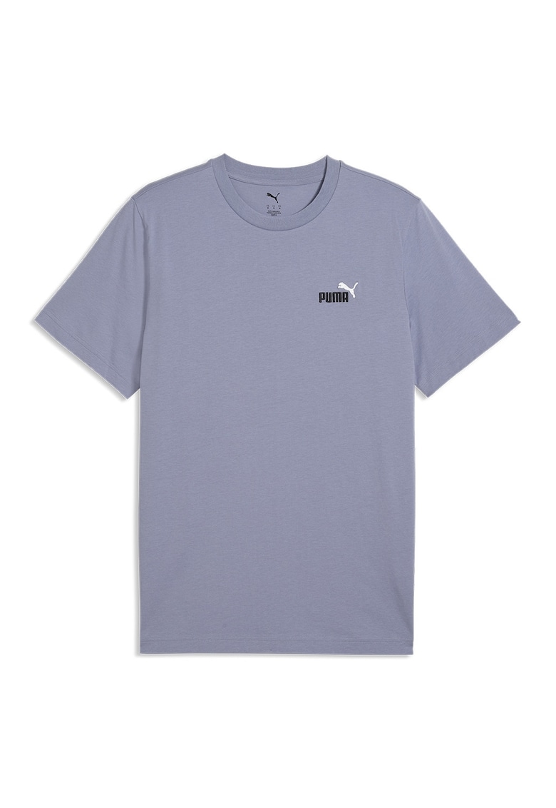 Tricou de bumbac cu decolteu la baza gatului si logo brodat Essentials 2 - Gri