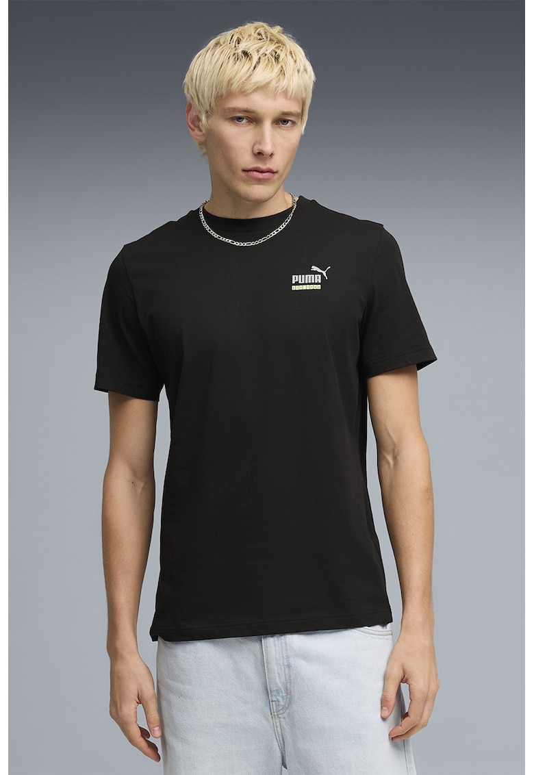 Tricou cu decolteu la baza gatului - Negru -