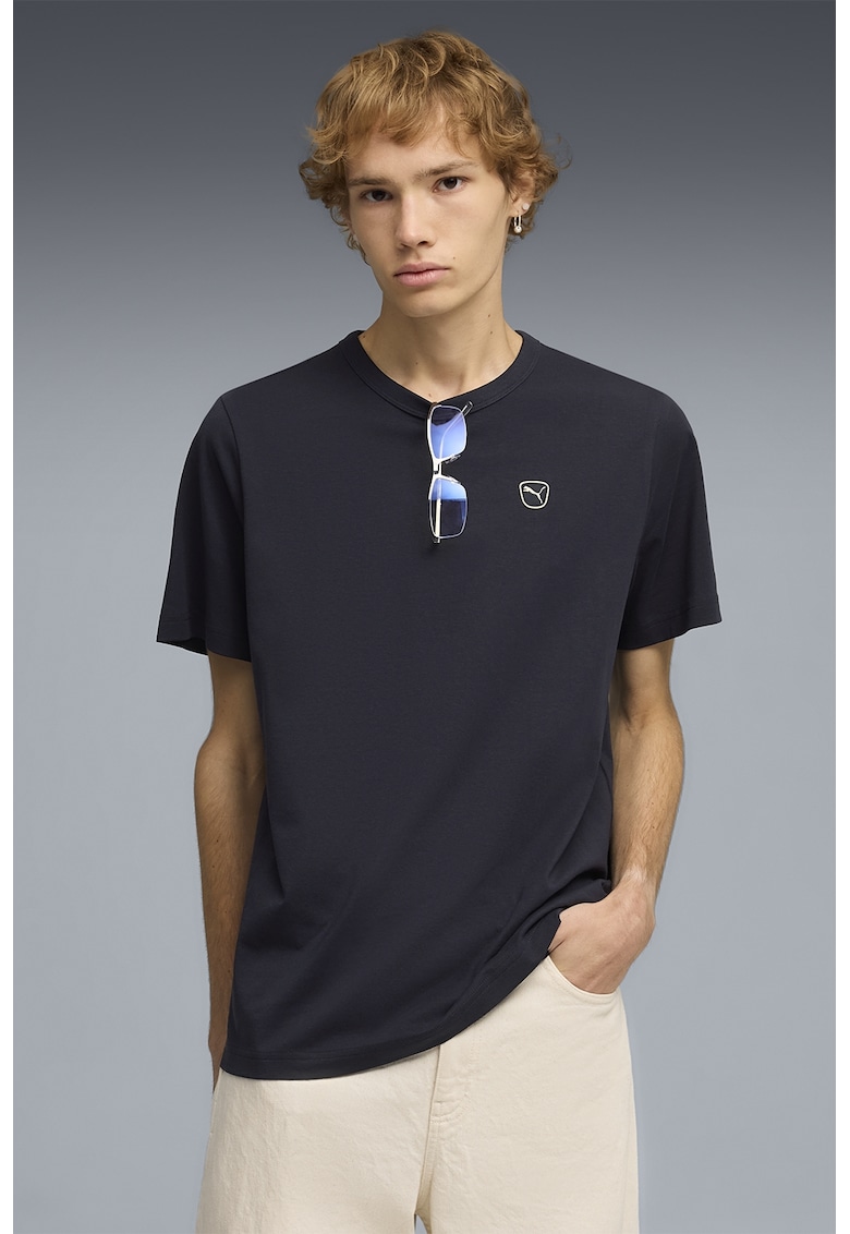 Tricou de bumbac cu logo Elevated - Albastru ultramarin