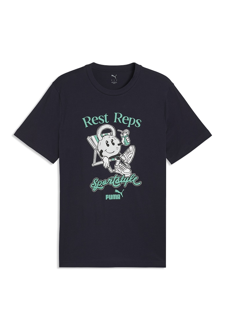 Tricou cu imprimeu grafic Quote Tee - Alb/Albastru ultramarin/Verde persan