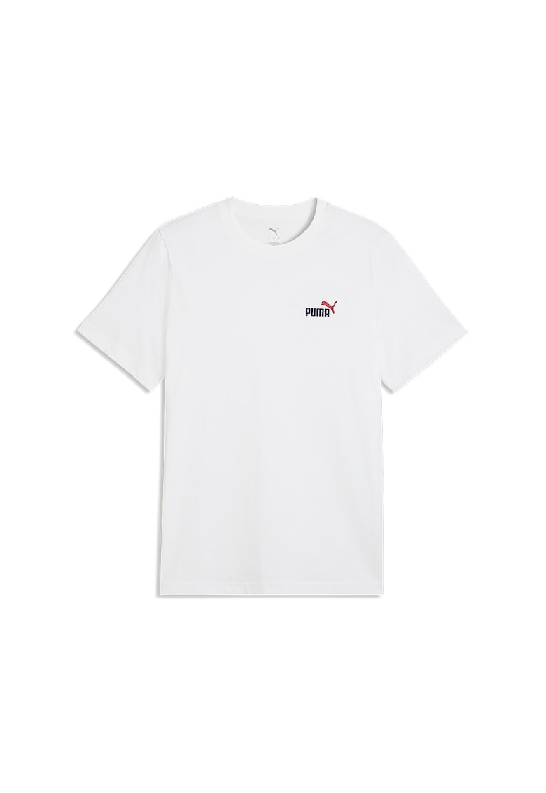 Tricou de bumbac cu decolteu la baza gatului si logo brodat Essentials 2