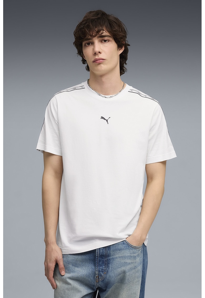 Tricou regular fit cu benzi logo laterale - Gri deschis/Negru stins/Alb optic