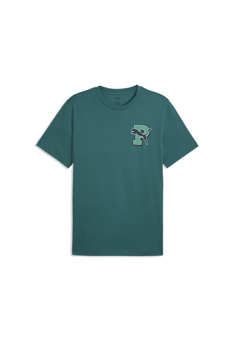 Tricou din bumbac cu imprimeu logo pe partea din spate - Verde aquamarin/Verde persan