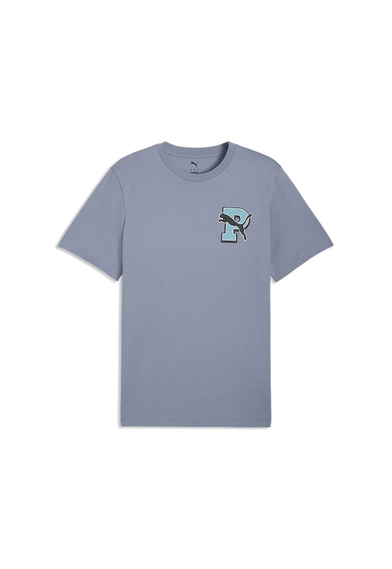 Tricou din bumbac cu imprimeu logo pe partea din spate - Negru/Albastru azur/Albastru deschis