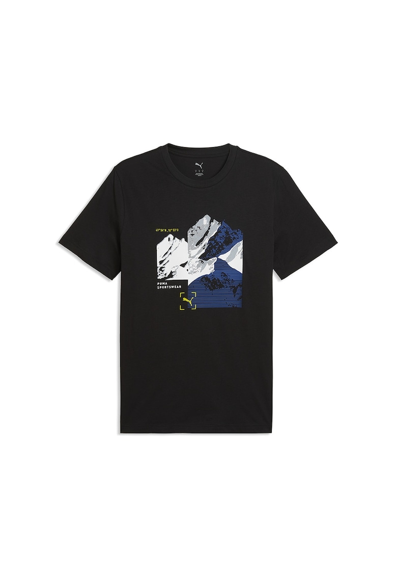 Tricou cu imprimeu logo Mountain - Alb/Negru/Gri deschis/Albastru inchis