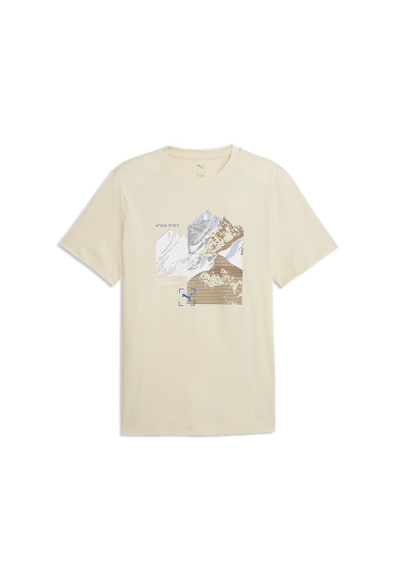 Tricou cu imprimeu logo Mountain - Alb/Maro deschis/Bej deschis