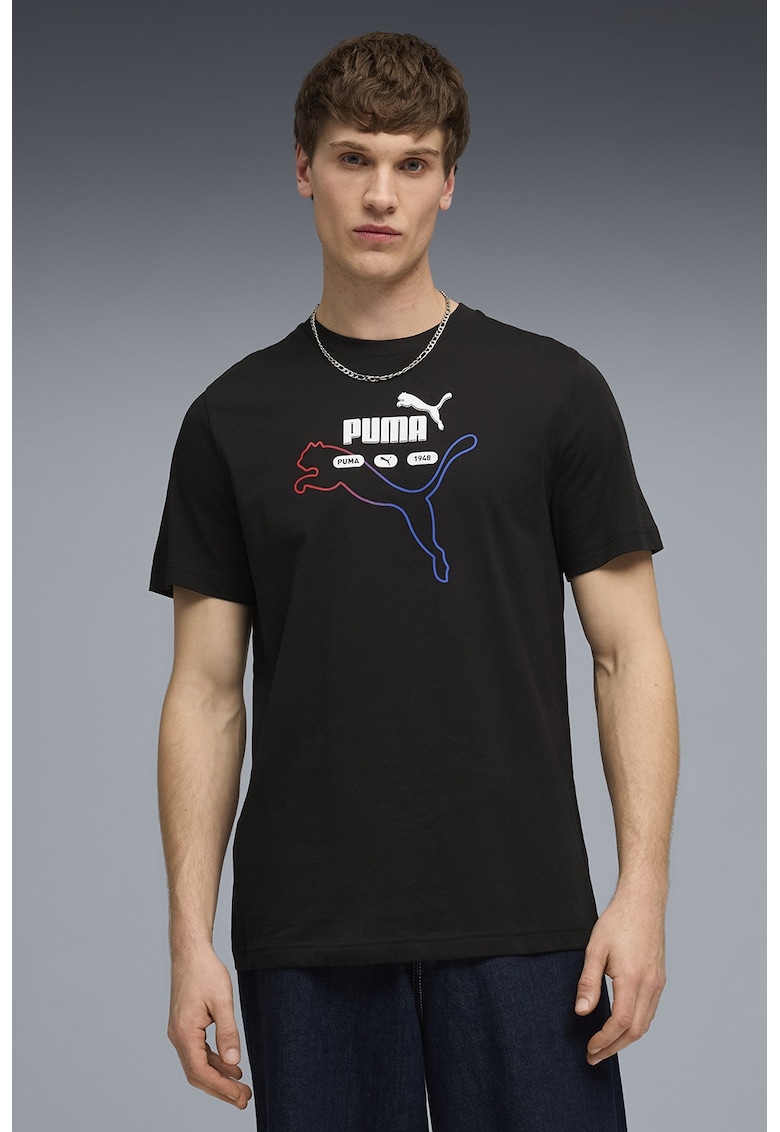 Tricou din bumbac cu imprimeu logo - Rosu/Negru/Albastru royal/Alb optic