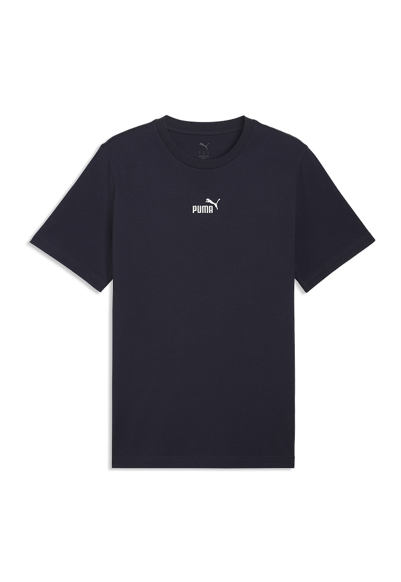 Tricou din bumbac cu detaliu logo Essentials - Albastru ultramarin/Alb optic