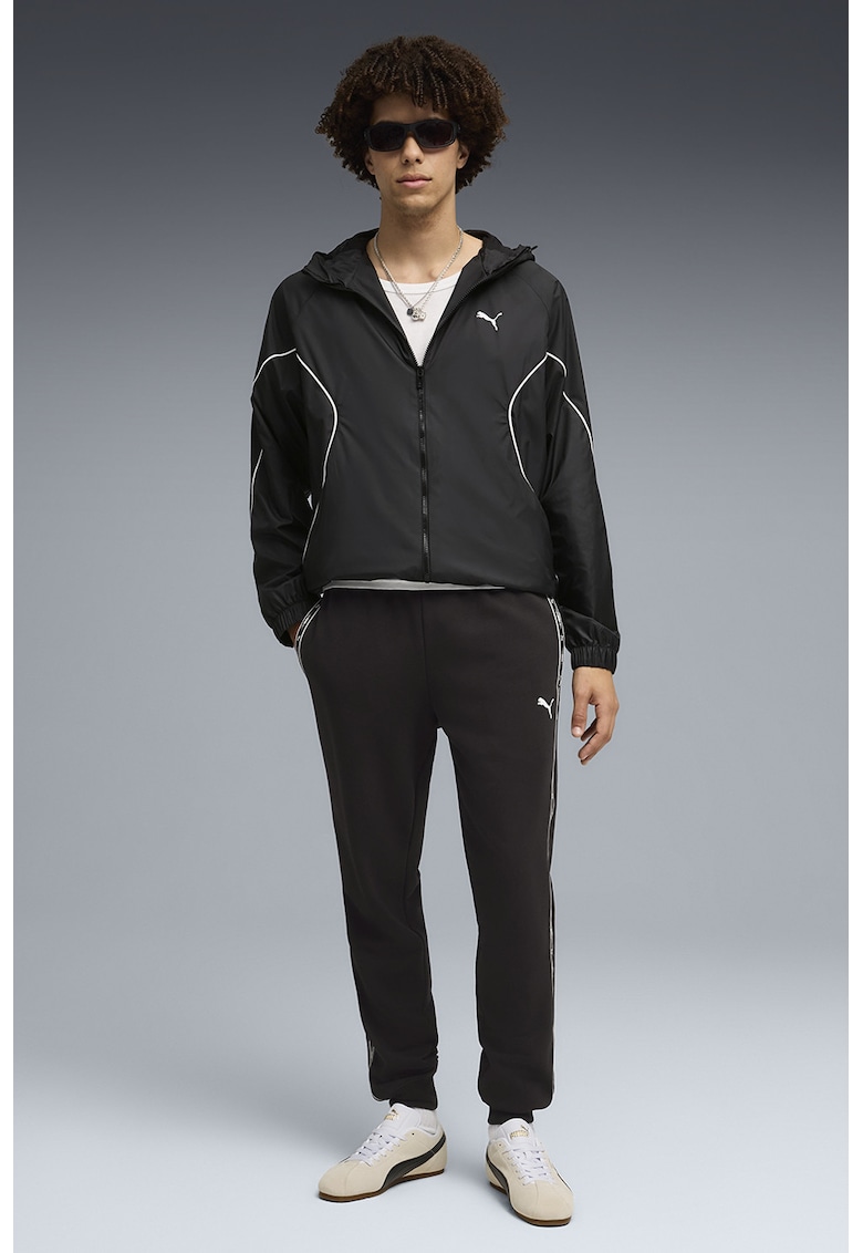 Pantaloni de trening relaxed fit cu benzi laterale logo - Negru