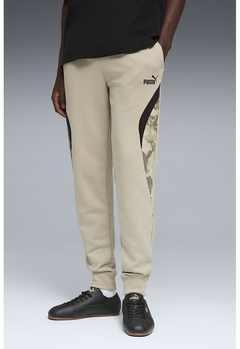 Pantaloni de trening din amestec de bumbac cu logo - Bej