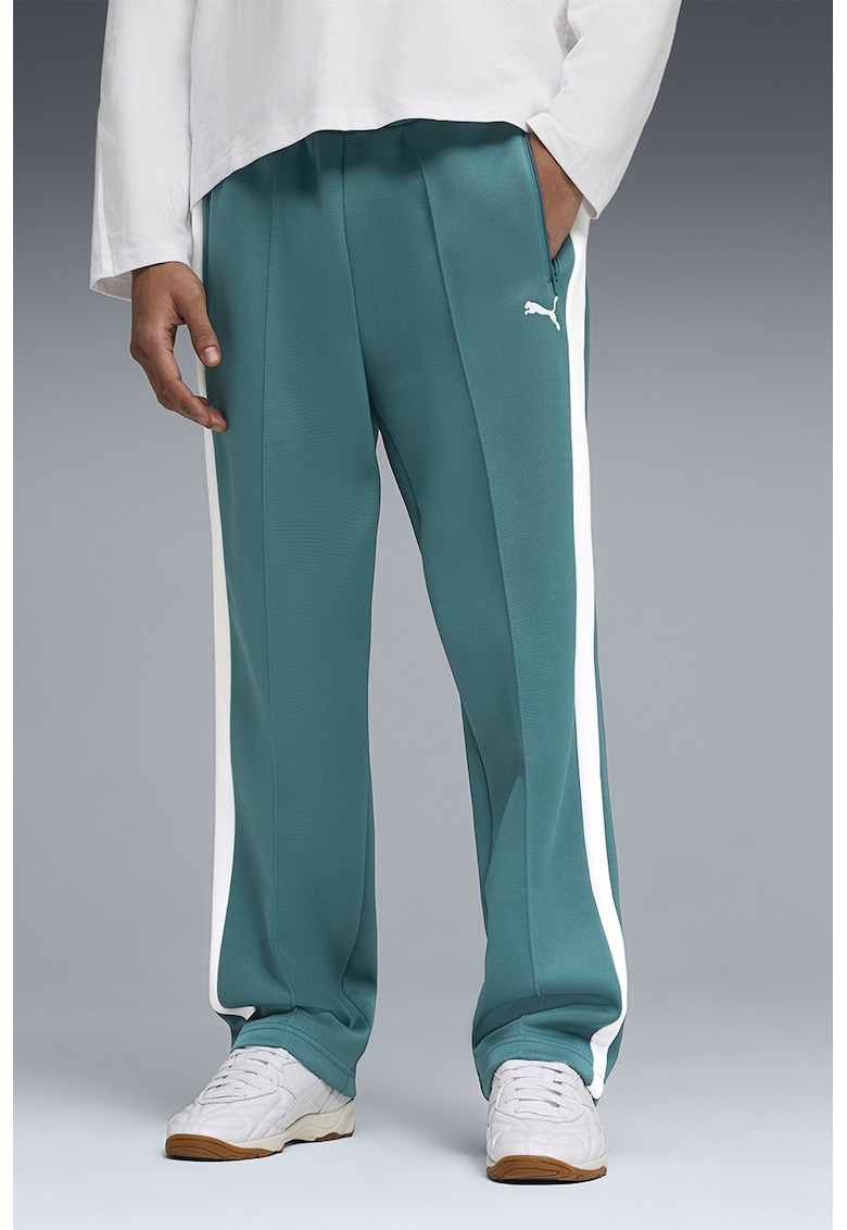 Pantaloni de ttrening relaxed fit cu buzunare cu fermoar T7 Always On - Alb/Verde smarald