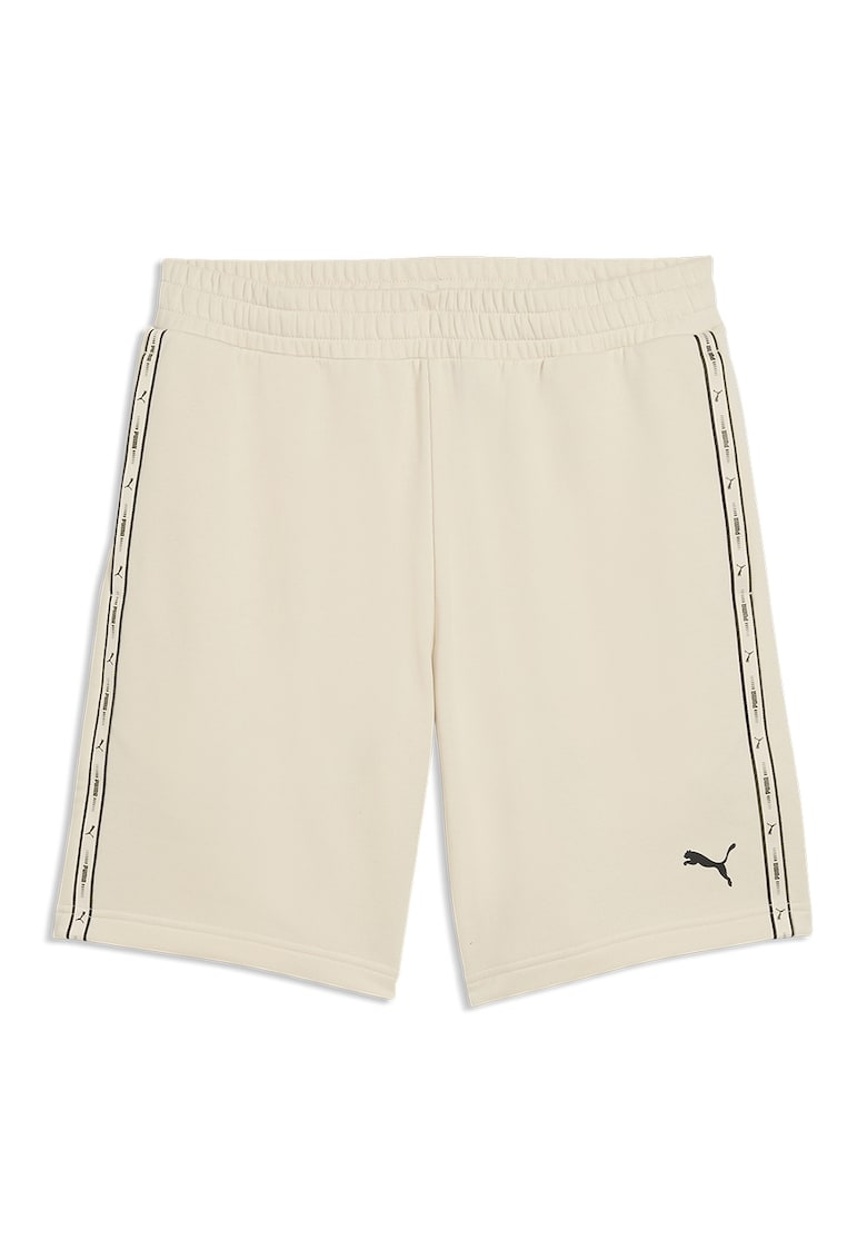 Pantaloni scurti cu benzi logo si talie elastica - Negru/Bej deschis
