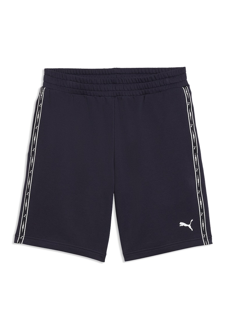 Pantaloni scurti cu benzi logo si talie elastica - Alb/Negru stins