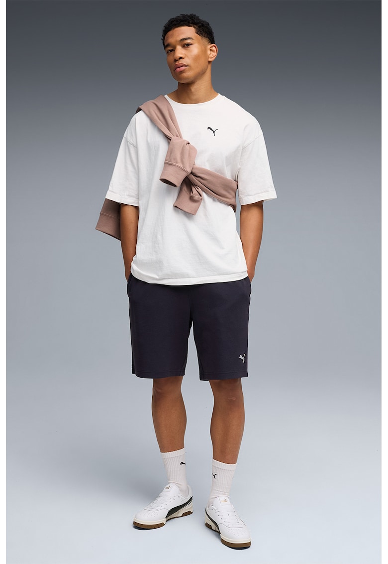 Pantaloni scurti din amestec de bumbac cu logo - Alb/Negru