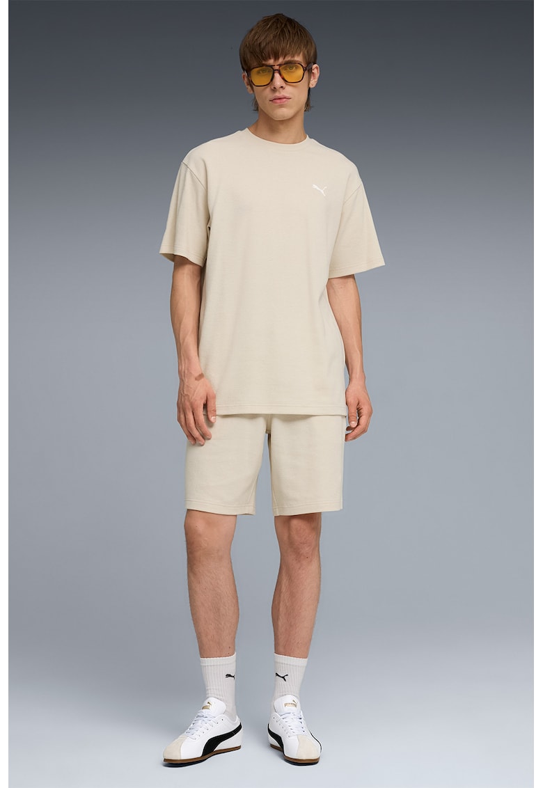 Pantaloni scurti din amestec de bumbac cu logo - Bej