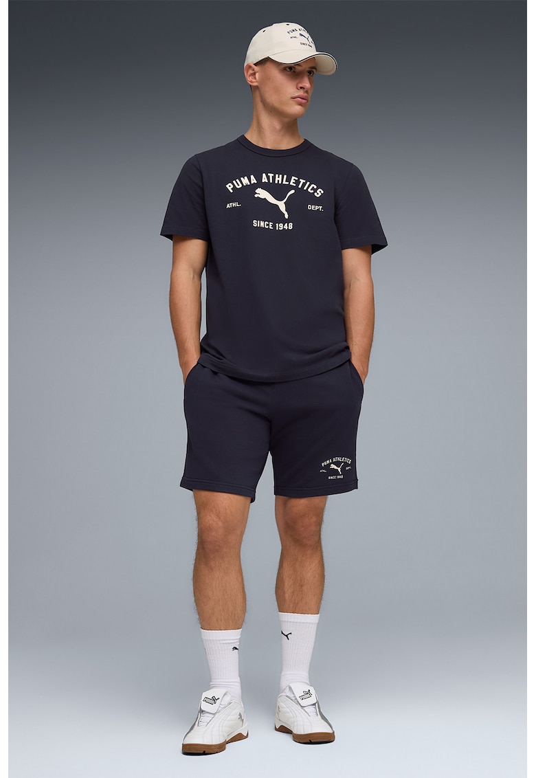 Pantaloni scurti din amestec de bumbac cu snur - Albastru ultramarin