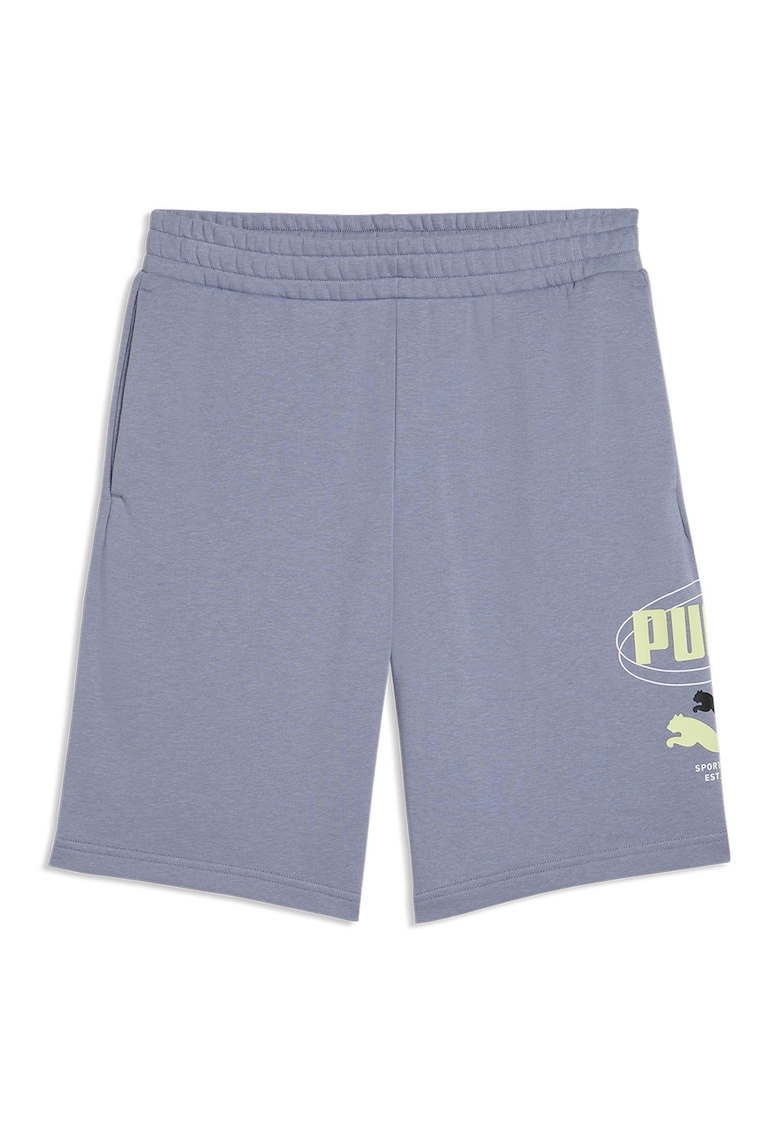 Pantaloni scurti de trening din amestec de bumbac cu imprimeu logo - Violet prafuit