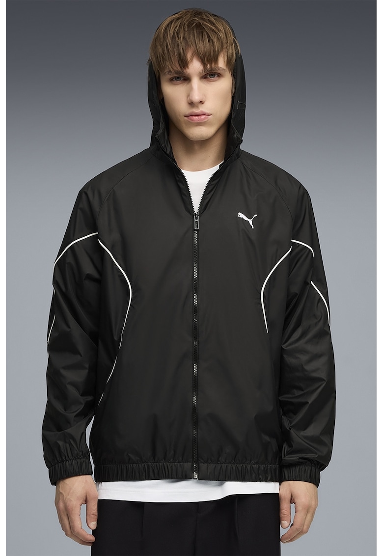 Jacheta cu finisaj rezistent la apa si maneci raglan - Alb/Negru