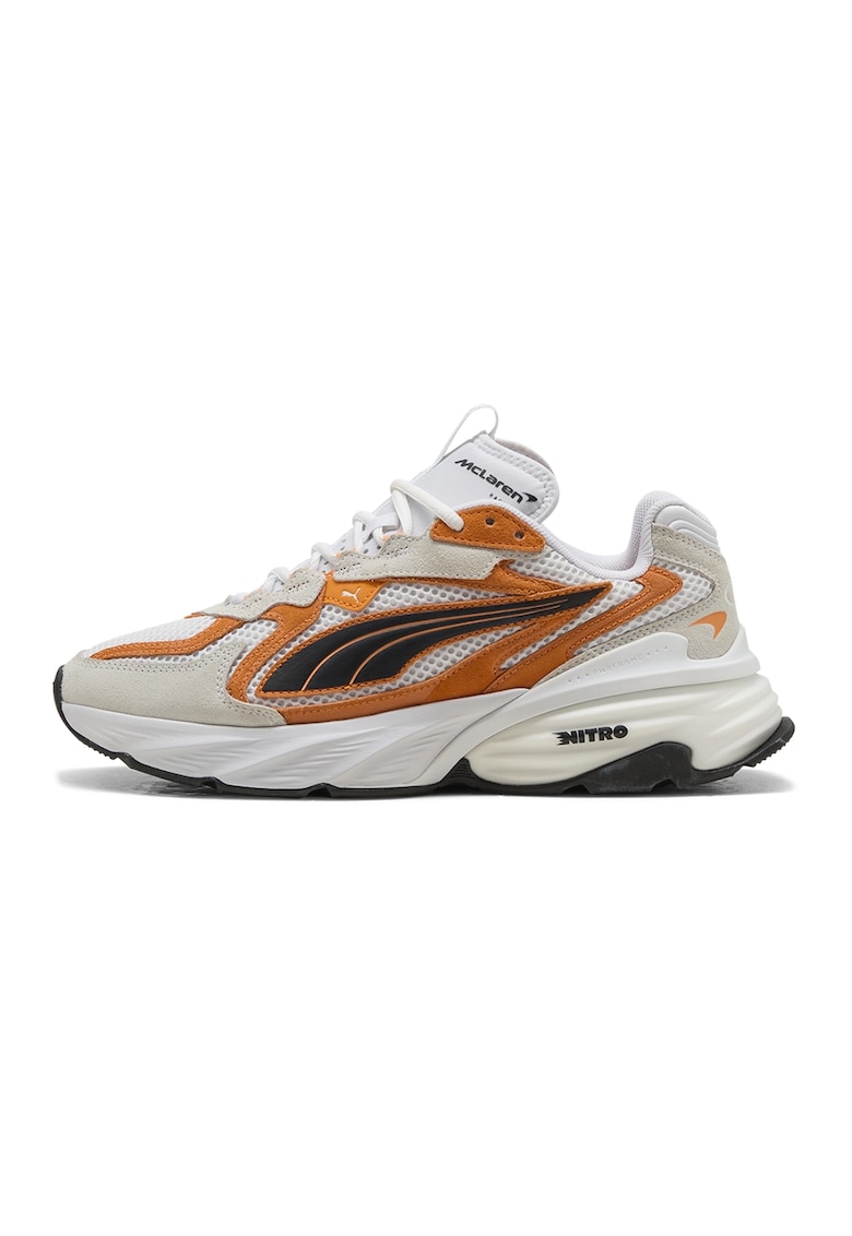 Pantofi sport McLaren Fade unisex cu aspect masiv - Portocaliu mandarina/Maro taupe deschis/Alb optic