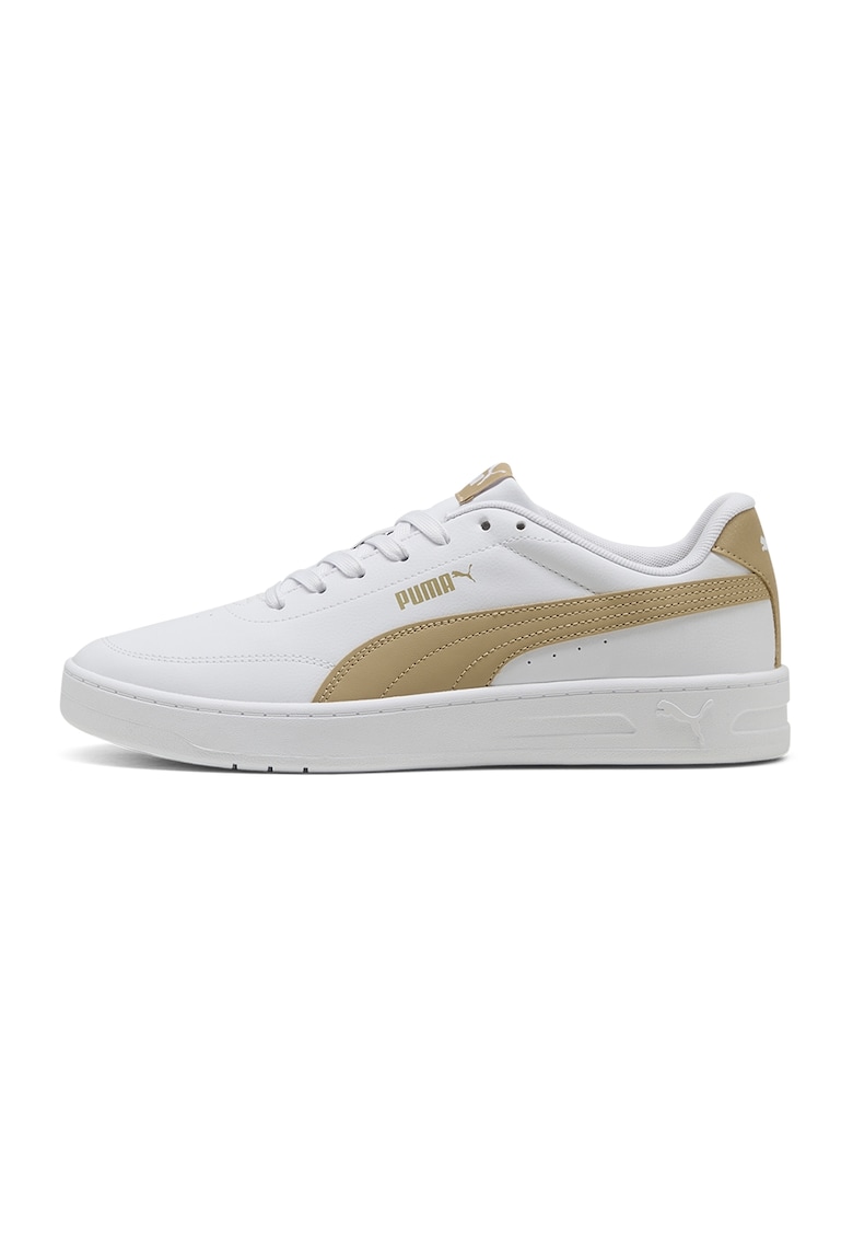 Pantofi sport Court Classic Clean de piele ecologica cu brant cu amortizare - Alb optic/Caramel