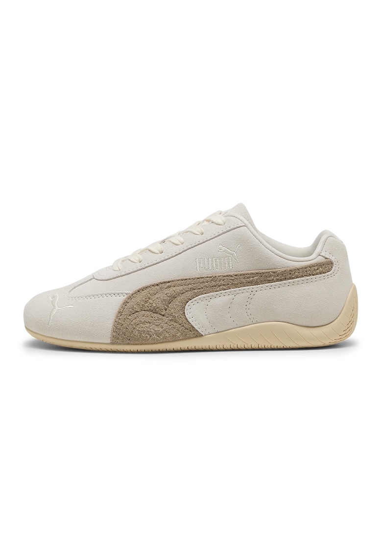Pantofi sport Speedcat Elevated din piele intoarsa cu logo brodat - Bej inchis/Bej deschis